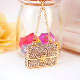 Rhinestone Chain Bag Shape Keychain Women's Accessories