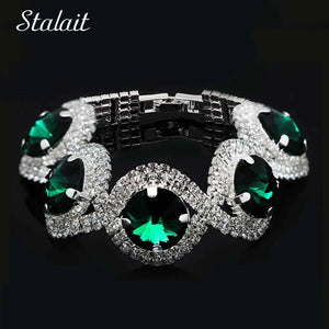 Silver Rhinestone Bracelet with Big Stones