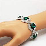 Silver Rhinestone Bracelet with Big Stones