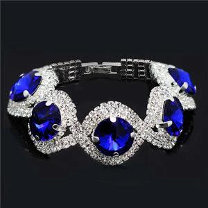 Silver Rhinestone Bracelet with Big Stones