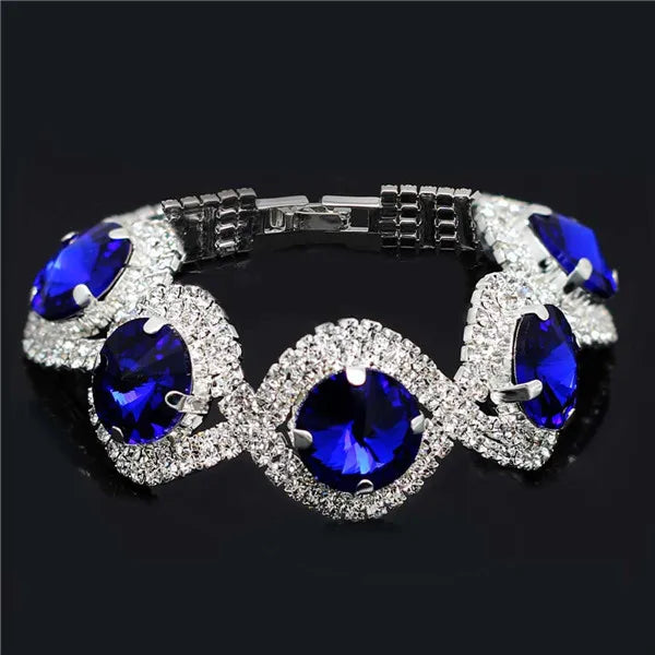 Silver Rhinestone Bracelet with Big Stones