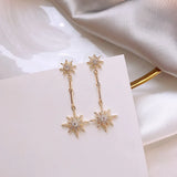 Crystal Star Long Earrings for Women