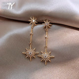 Crystal Star Long Earrings for Women