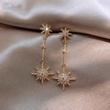Crystal Star Long Earrings for Women