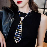 Crystal Women's Necktie Necklace Rhinestone Matching Clothing Necklace