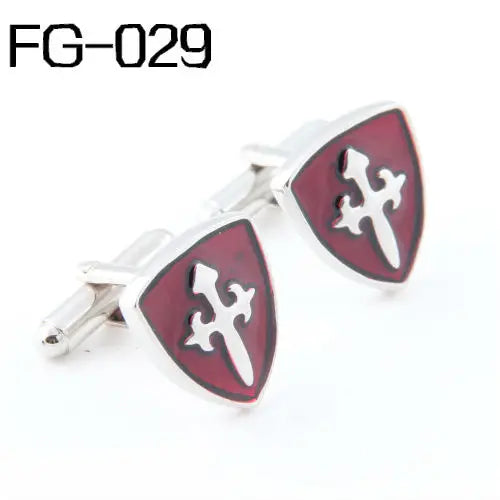Red Caesar Shield Cufflinks - High Quality Men's Cuff Links