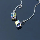 925 Silver Aurora Crystal Square Earrings
