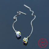 925 Silver Aurora Crystal Square Earrings