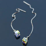 925 Silver Aurora Crystal Square Earrings