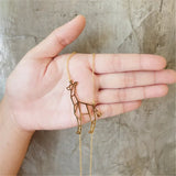 Origami Giraffe Pendant Choker Necklace for Women Girls