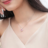 Crystal Zircon Heart Pendant Silver Necklace for Women