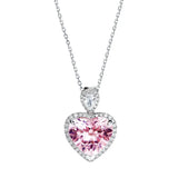 Crystal Zircon Heart Pendant Silver Necklace for Women