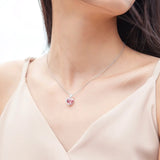 Crystal Zircon Heart Pendant Silver Necklace for Women
