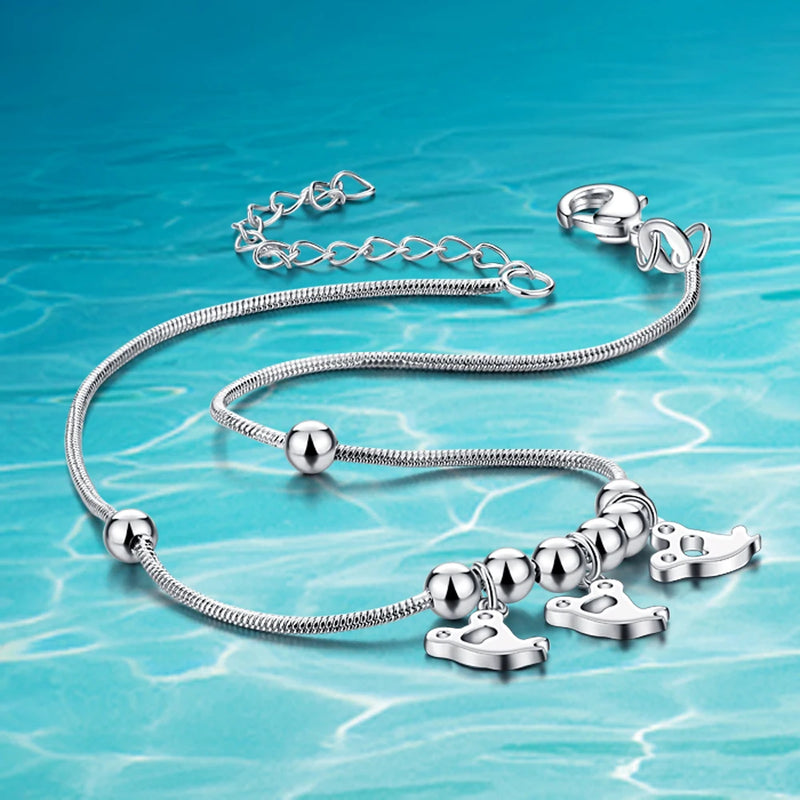 925 Sterling Silver Mickey Anklet for Women Party Birthday
