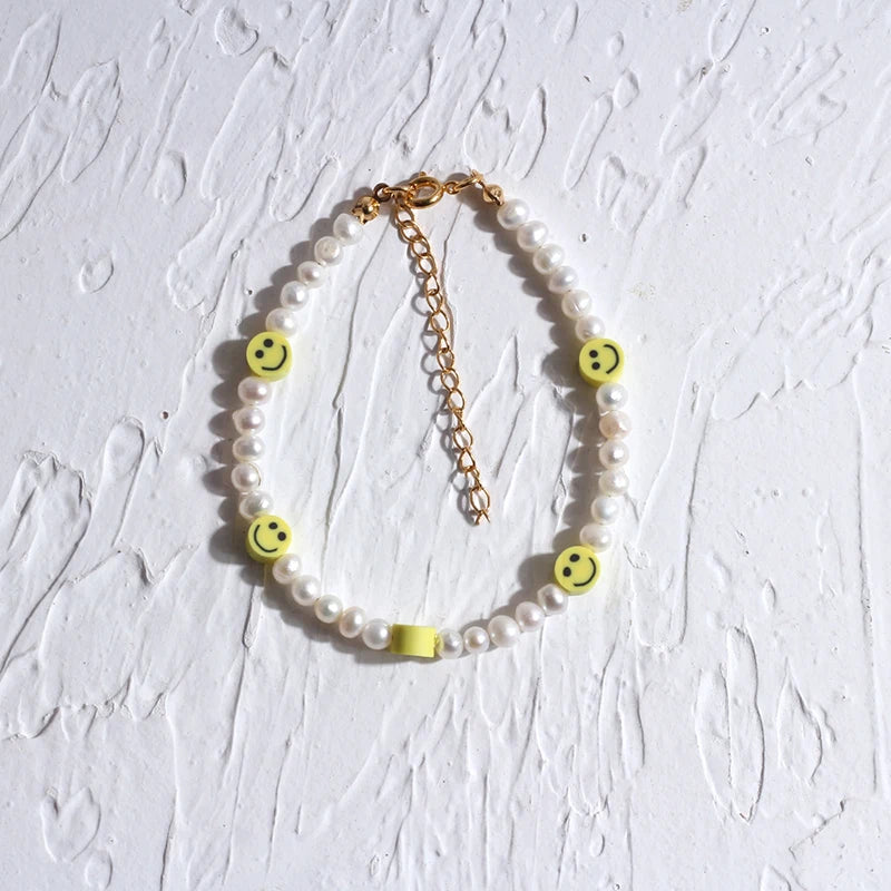 Yellow Smiley Face Pearl Bracelet All-Match Arm Accessories