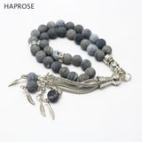 Dark Gray Agate 33 Beads Tasbih Allah Rosary 8mm Bracelet