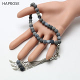 Dark Gray Agate 33 Beads Tasbih Allah Rosary 8mm Bracelet