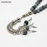 Dark Gray Agate 33 Beads Tasbih Allah Rosary 8mm Bracelet