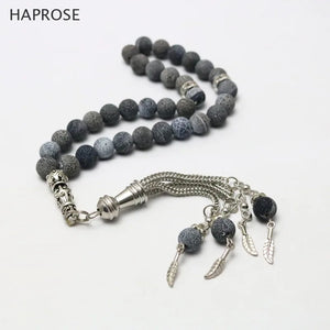 Dark Gray Agate 33 Beads Tasbih Allah Rosary 8mm Bracelet