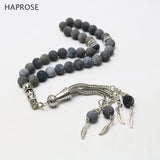 Dark Gray Agate 33 Beads Tasbih Allah Rosary 8mm Bracelet