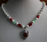 Shell Pearl Necklace Pendant with Red Egg Accessories