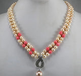 Pink Shell Bead Necklace with Pendant