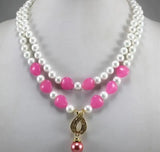 8mm Pearl and Pink Heart Necklace Pendant
