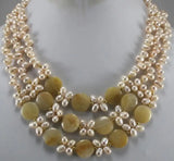 Pink Natural Pearl Necklace, 3 Rows 7-8mm, 37-Hole