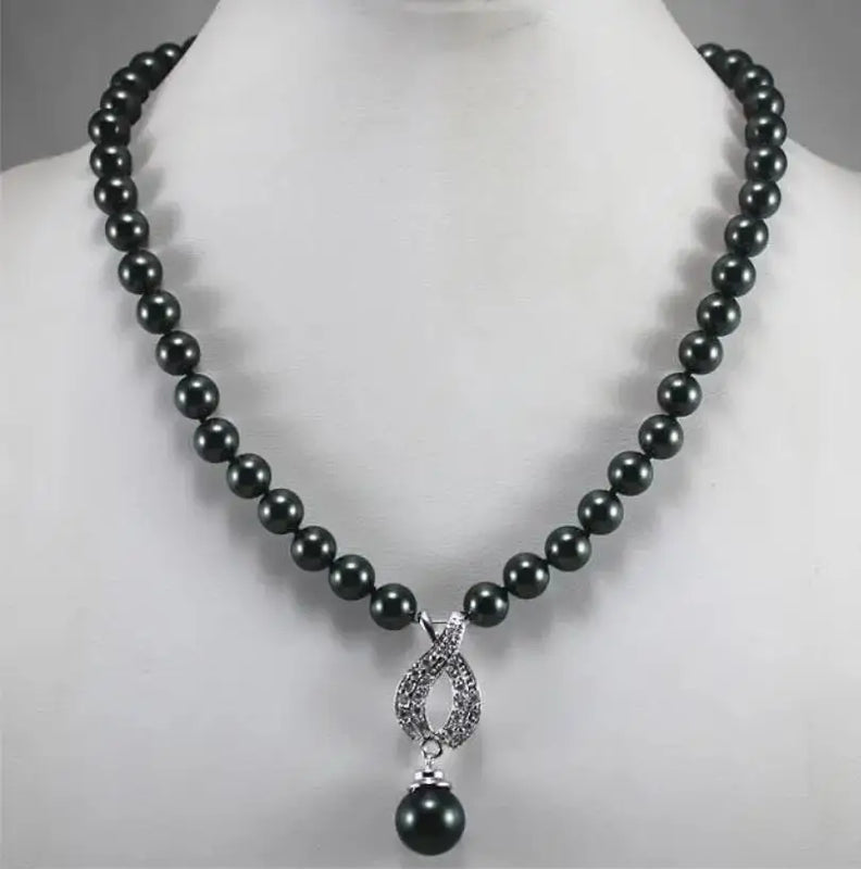 8mm Shell Bead Pendant Necklace