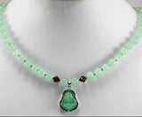 8mm Dongling Stone Silver Buddha Pendant Set