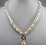 8mm and Yellow Pearl Pendant Necklace