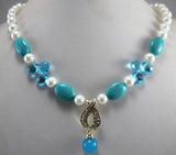 8mm Pearl Water Drop Necklace Pendant Metal Accessories