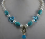 8mm Pearl Water Drop Necklace Pendant Metal Accessories