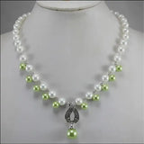 8mm Shell Beads Necklace with Green Fruit Pendant