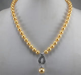 8mm Yellow Beaded Necklace Pendant