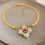 Vintage Flower Pearl Necklace Retro Clavicle Chain Antique Tempt Necklace