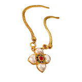 Vintage Flower Pearl Necklace Retro Clavicle Chain Antique Tempt Necklace