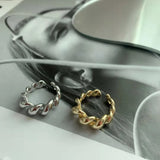 American Rope Twist Silver Ring for Women