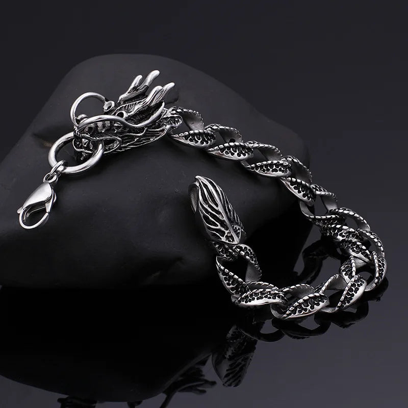 Titanium Steel Men's Bracelet Retro Dragon Stainless Steel
