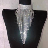Sexy Crystal Tassel Necklace Nightclub DJ Stage Dress Carnival Party Accessory