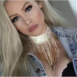 Sexy Crystal Tassel Necklace Nightclub DJ Stage Dress Carnival Party Accessory