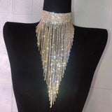 Sexy Crystal Tassel Necklace Nightclub DJ Stage Dress Carnival Party Accessory