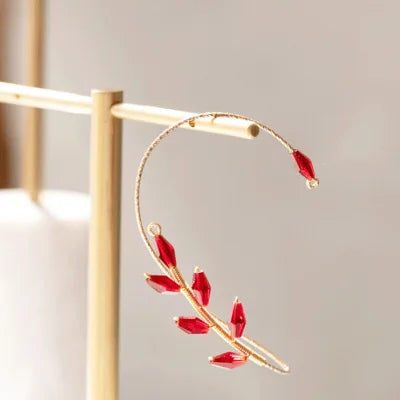Leaf Ear Cuff Rhinestone Zinc Alloy Earcuff Unique Jewelry Girl Gift