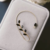 Leaf Ear Cuff Rhinestone Zinc Alloy Earcuff Unique Jewelry Girl Gift