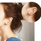 Leaf Ear Cuff Rhinestone Zinc Alloy Earcuff Unique Jewelry Girl Gift