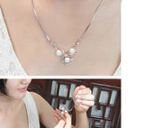 Woman Pearl Pendant Necklace 925 Sterling Silver Choker Wedding Jewelry