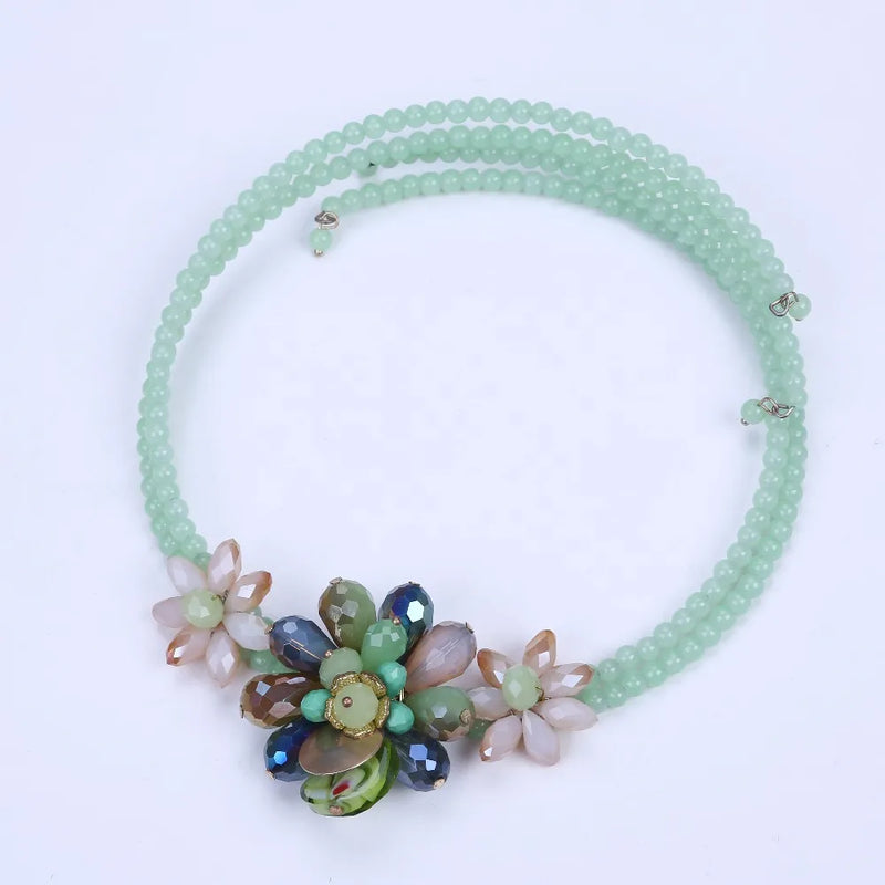Sparkling Flower Necklace with Candy Crystal Torques for Girls