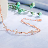 Clover & Love Heart Zircon Diamonds Chain Bracelets for Women