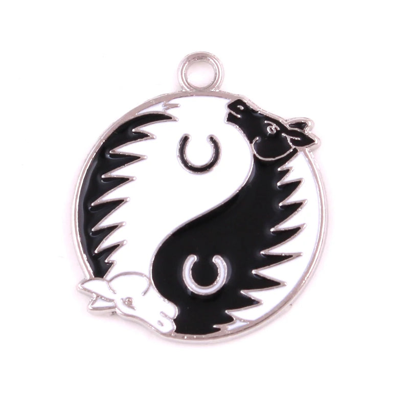 Enamel Chinese Yin Yang Horse Pendant Jewelry