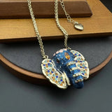 Enamel Elephant Necklace Sweater Chain